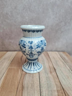 Petit vase vintage style Delft bleu blanc sur piédouche 🌿