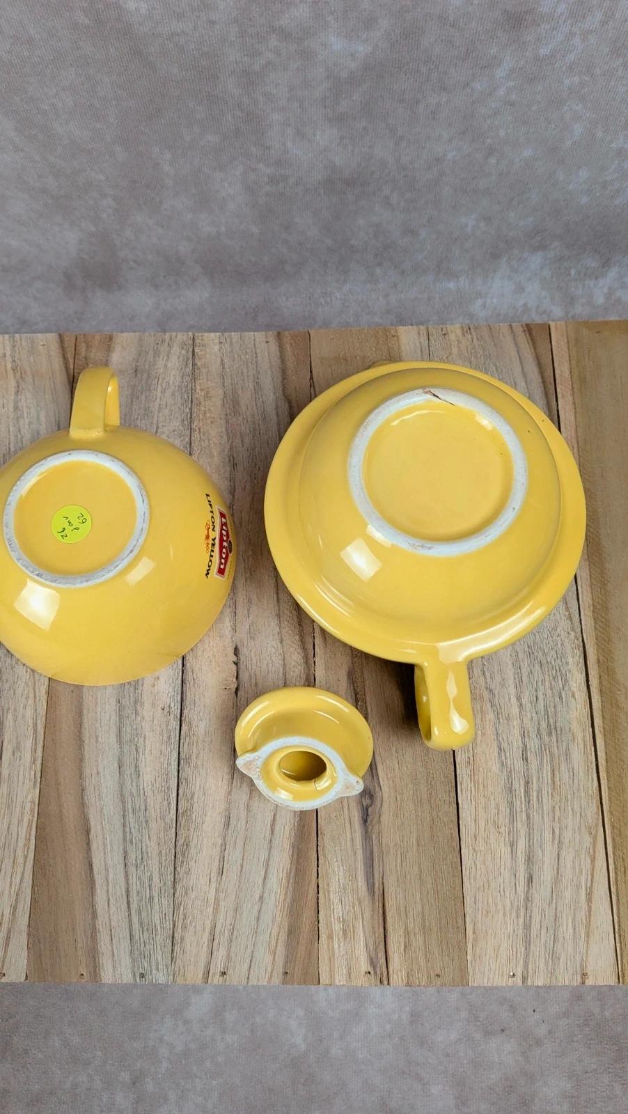 Ensemble Lipton vintage théière tasse empilable jaune