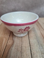 Petit bol ancien de dinette en faïence 🌸 décor floral rose – charme rétro