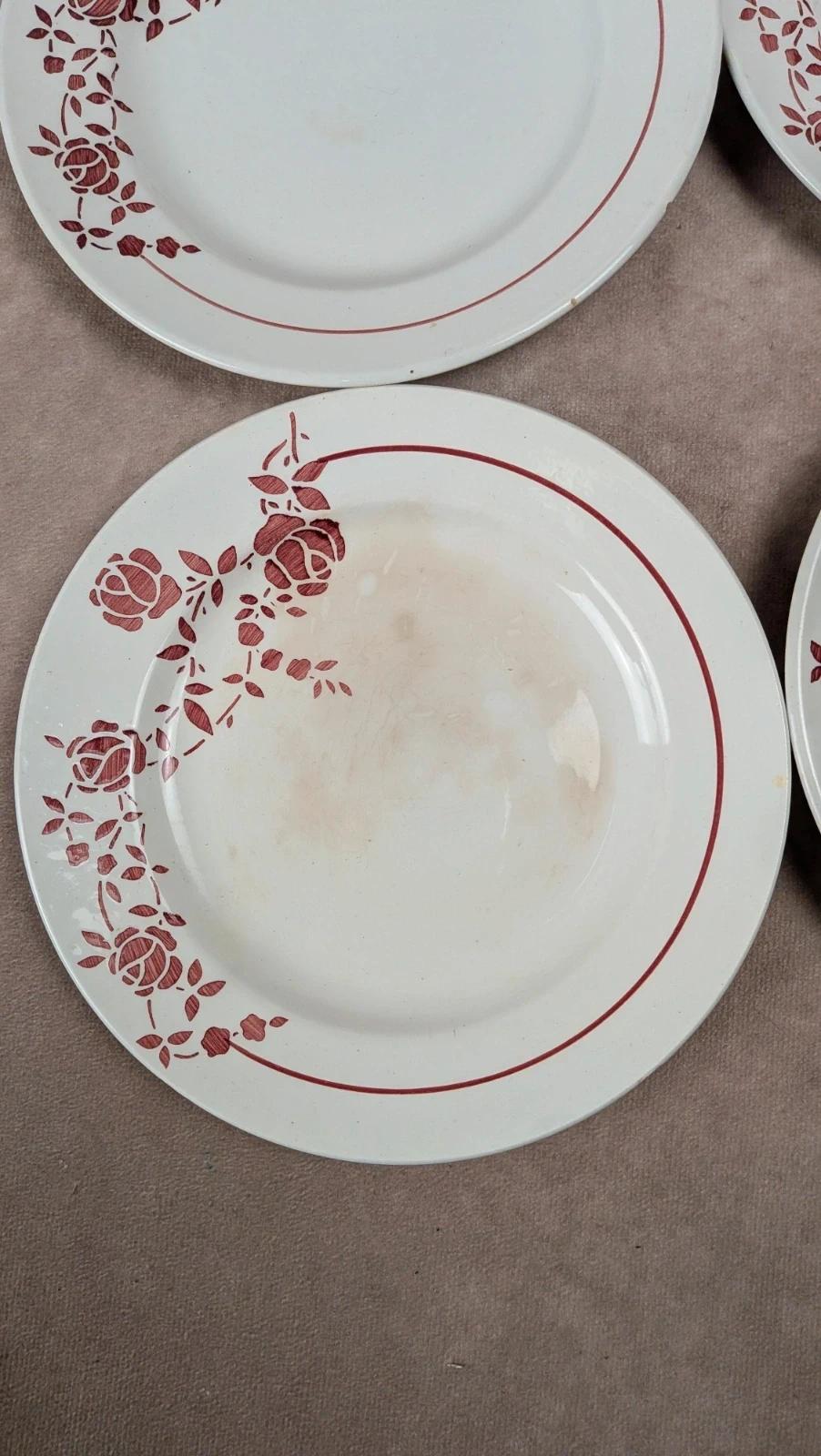 Lot de 6 petites assiettes demi-porcelaine Saint-amand modèle Marcel