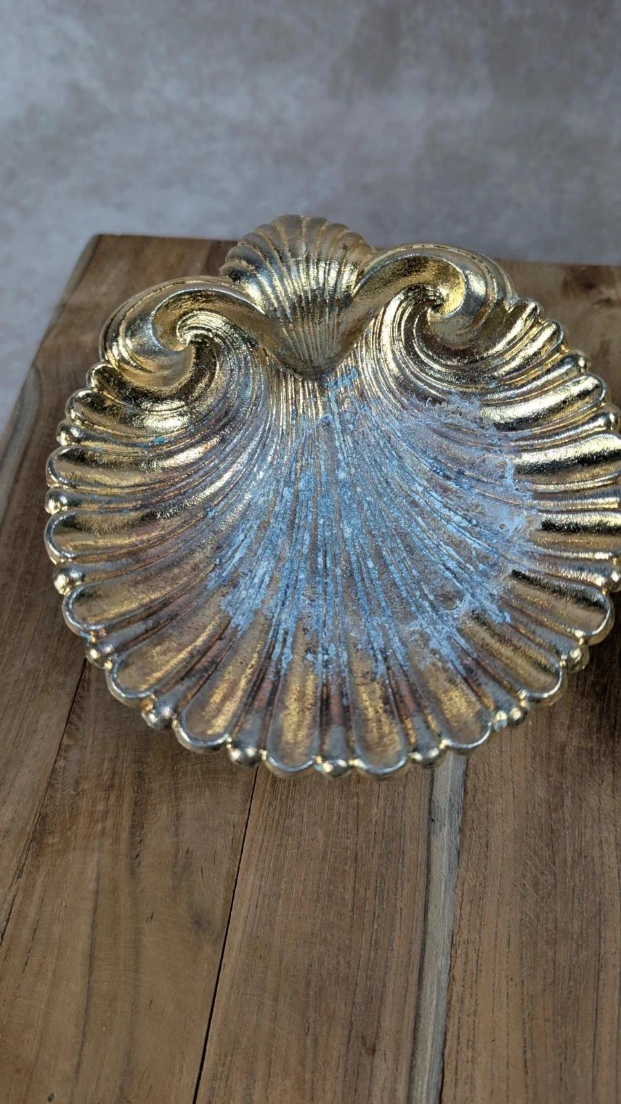 Paire de porte-savons coquilles dorées vintage