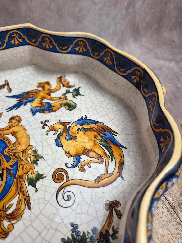 Centre de table ancien Keller & Guérin Lunéville attribué – décor Renaissance Xixe