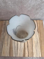 Vase ancien Art nouveau en verre givré émaillé – décor d’iris