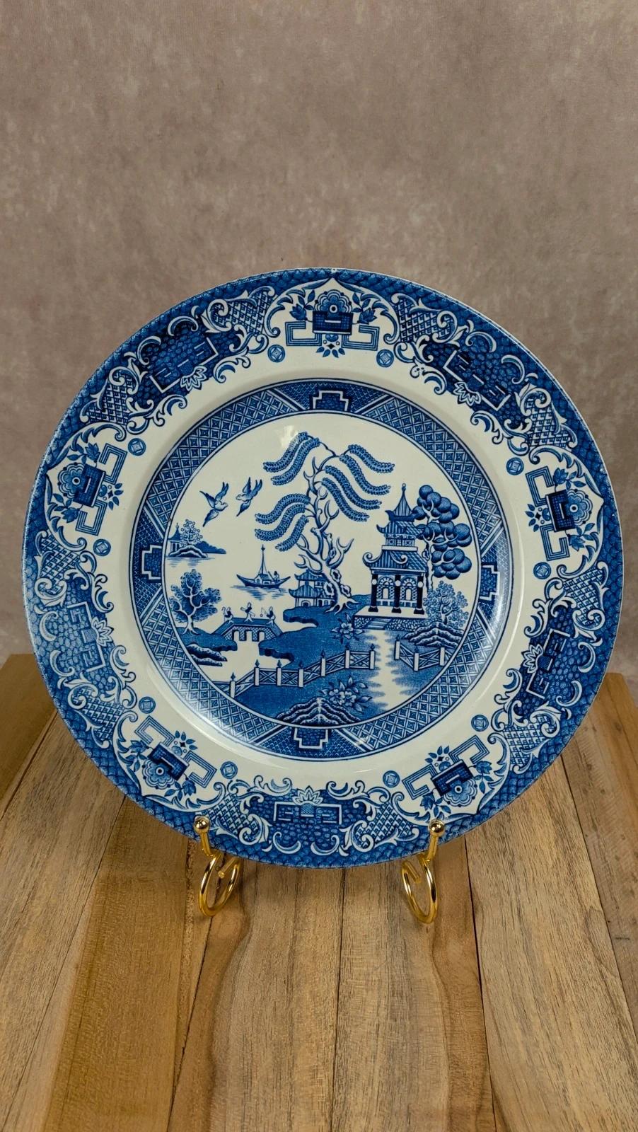 Assiette anglaise Old Willow bleu blanc