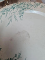 Assiettes Terre de Fer Creil & Montereau Linotte oiseaux vert – lot de 3 anciennes