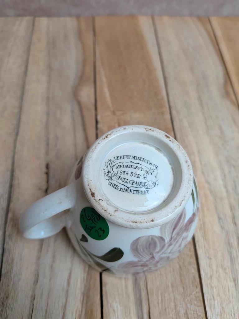 Lot de 2 tasses anciennes terre de fer Creil et Montereau – Xixe
