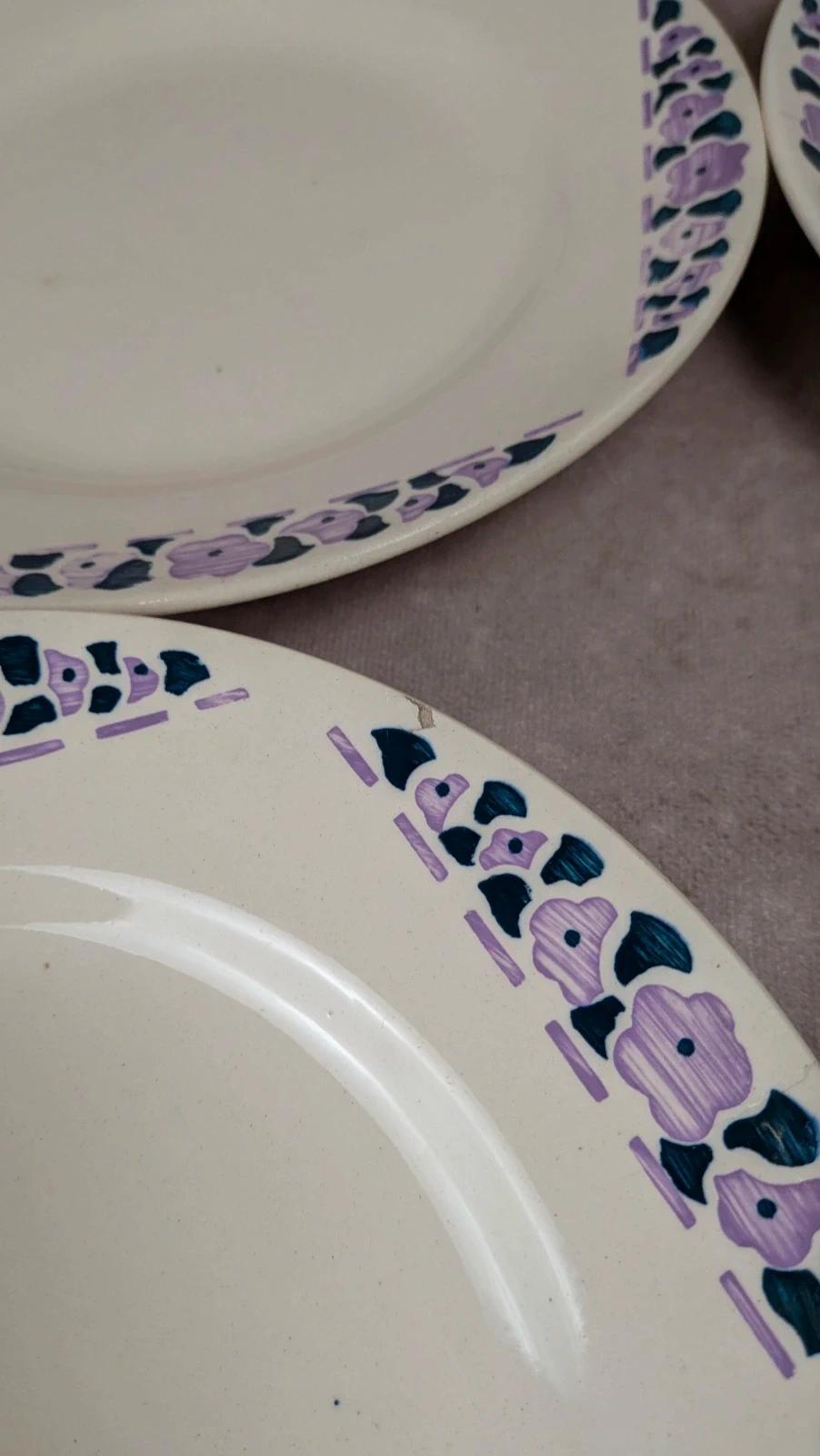 Lot 9 assiettes plates Longchamp Terre de Fer modèle Cannes
