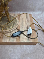 Grande lampe vintage en laiton moulé – Phénix – socle en onyx – années 60/70