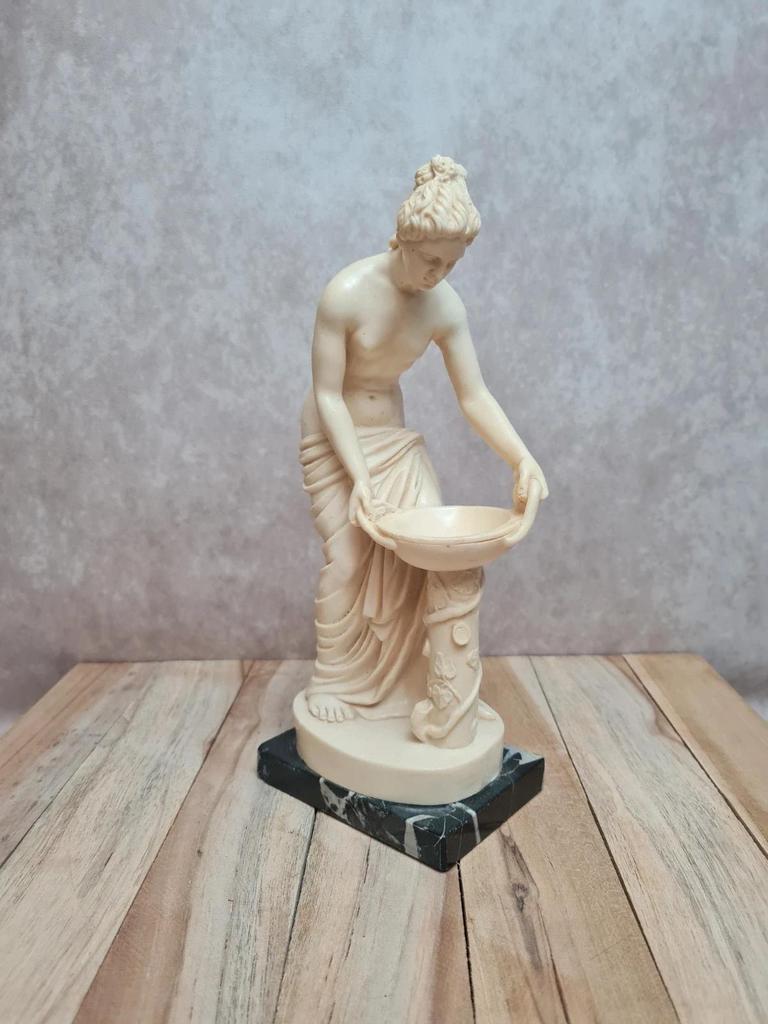 Statue vintage Santini femme antique – sculpture italienne sur socle marbre 26 cm