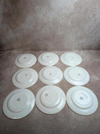 Lot de 9 assiettes plates en terre de fer Digoin Sarreguemines – Modèle Poupette – Vintage