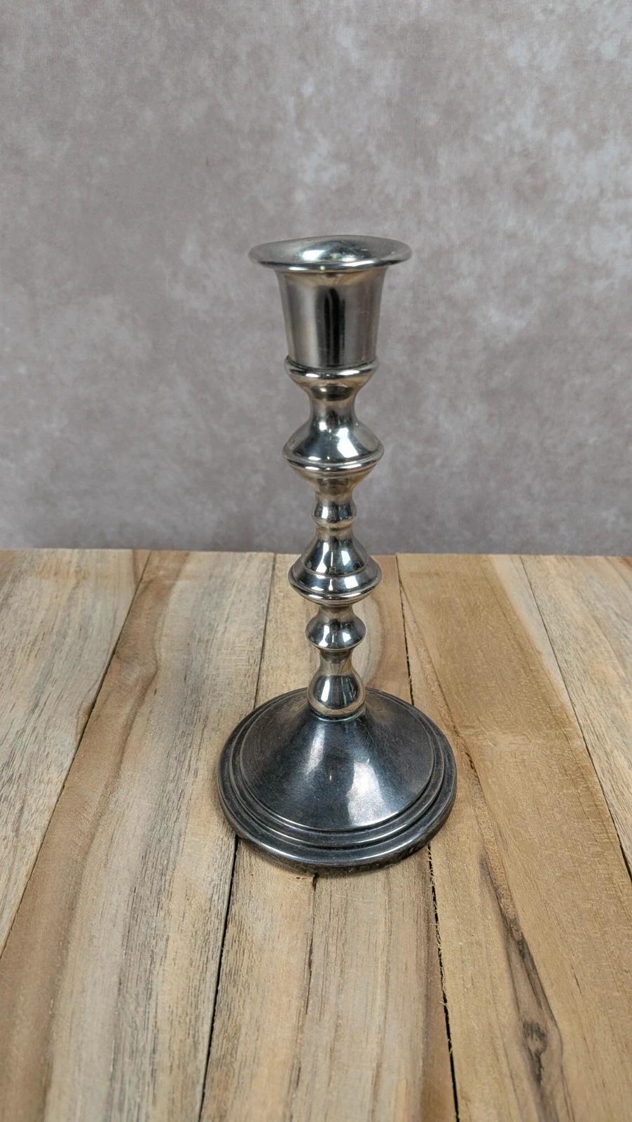 Bougeoir en métal argenté – style classique vintage