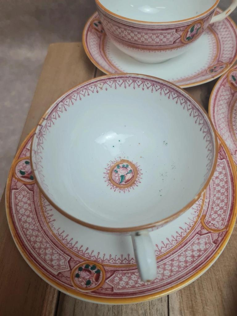 Service ancien 6 tasses porcelaine, Grand Dépôt Émile Bourgeois Paris