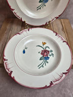 2 assiettes creuses Longchamp Velars – terre de fer – décor floral ancien
