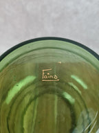 🪞 Grand vase ancien en verre vert doré signé Fains