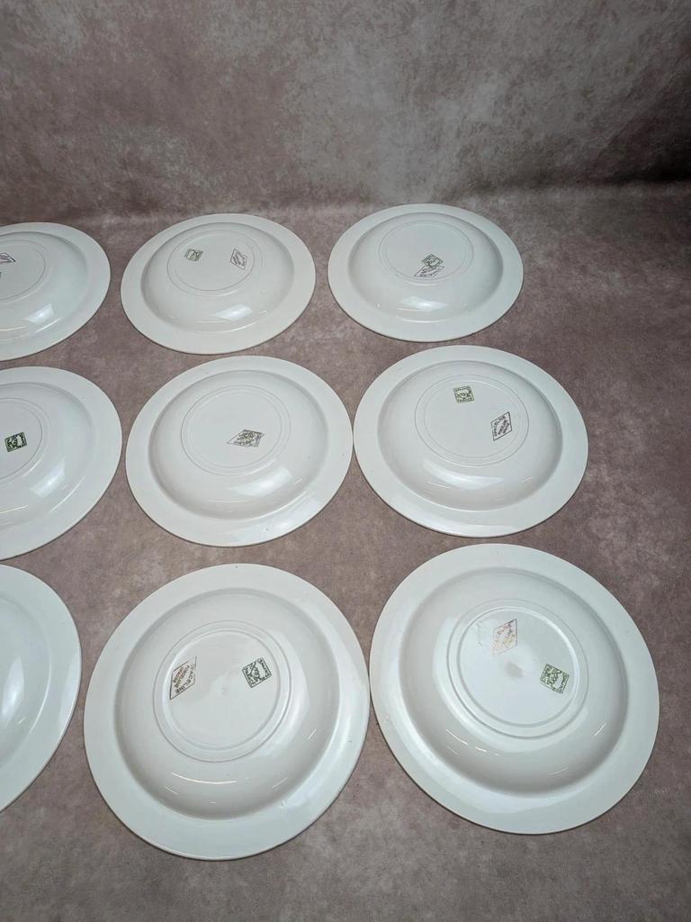 Lot de 12 assiettes creuses Opaceline Salins liseré doré vintage