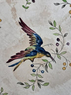 Grand plat terre de fer Longchamp Cléry décor oiseau