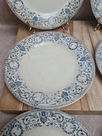 Lot de 9 assiettes dessert anciennes Creil Montereau Marie Louise Terre de Fer bleu