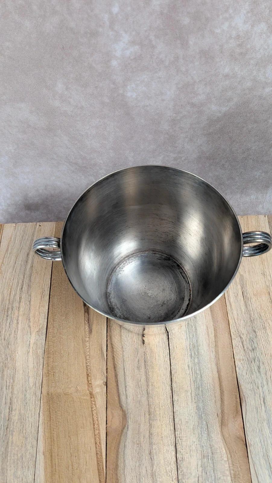 Seau à glaçons ancien en métal argenté avec pince – esprit bistrot chic