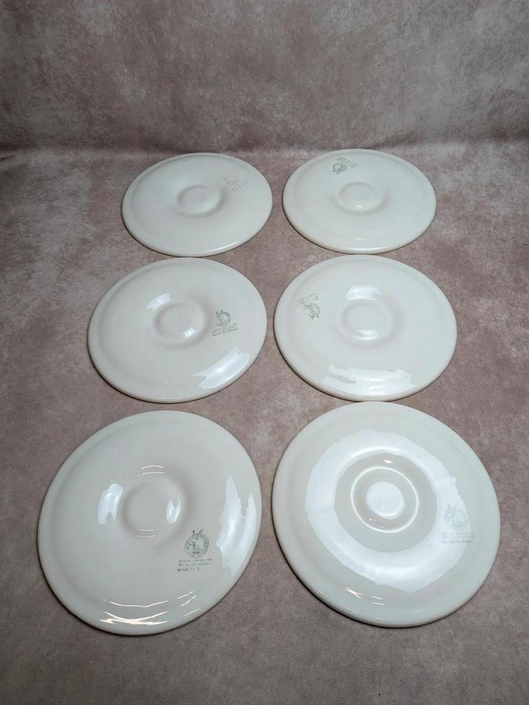 Lot de 6 assiettes à huîtres / coquillages vintage Moulin des Loups