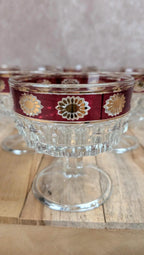 Lot de coupes italiennes vintage fuchsia & doré