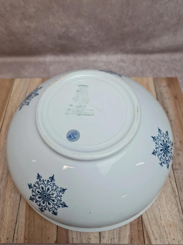 Saladier ancien Saint-amand en terre de fer, modèle Primax bleu