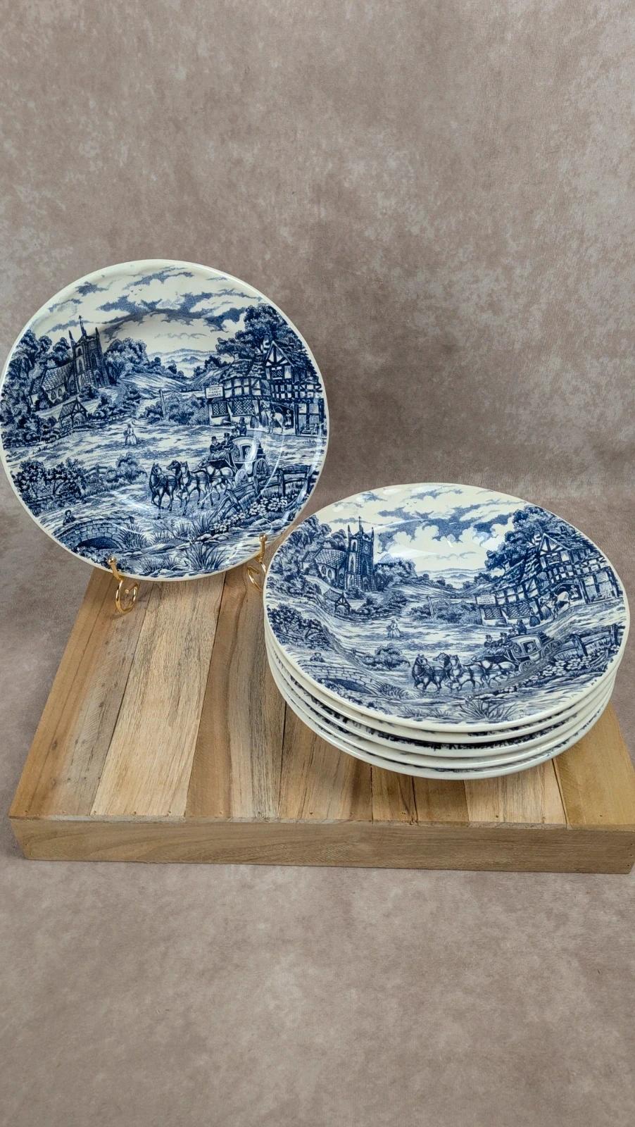 Lot de 6 assiettes creuses Castellania bleu vintage