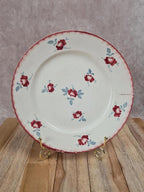Assiette ancienne K&g Lunéville décor floral rouge – faïence française 🌹
