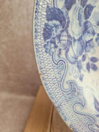 Plat creux Terre de fer Creil et Montereau modèle Bouquet 🌿 décor floral bleu