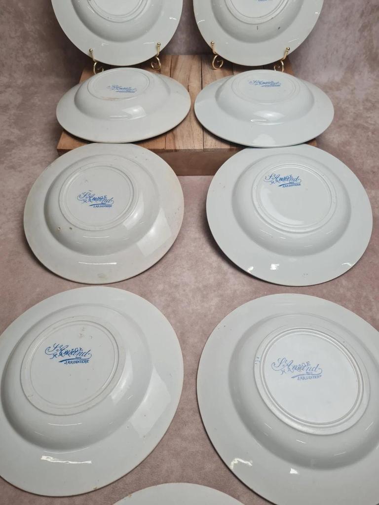 Lot de 9 assiettes creuses anciennes Saint-amand & Hamage modèle Jardinière 🌿