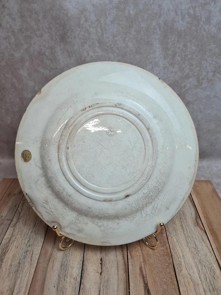 Assiette ancienne décor chardon bleu – esprit Terre de fer 🌿