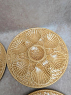 Lot de 7 assiettes à huîtres Longchamp barbotine coquillages vintage