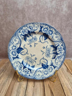 Assiette à dessert ancienne Creil et Montereau modèle Flora bleu