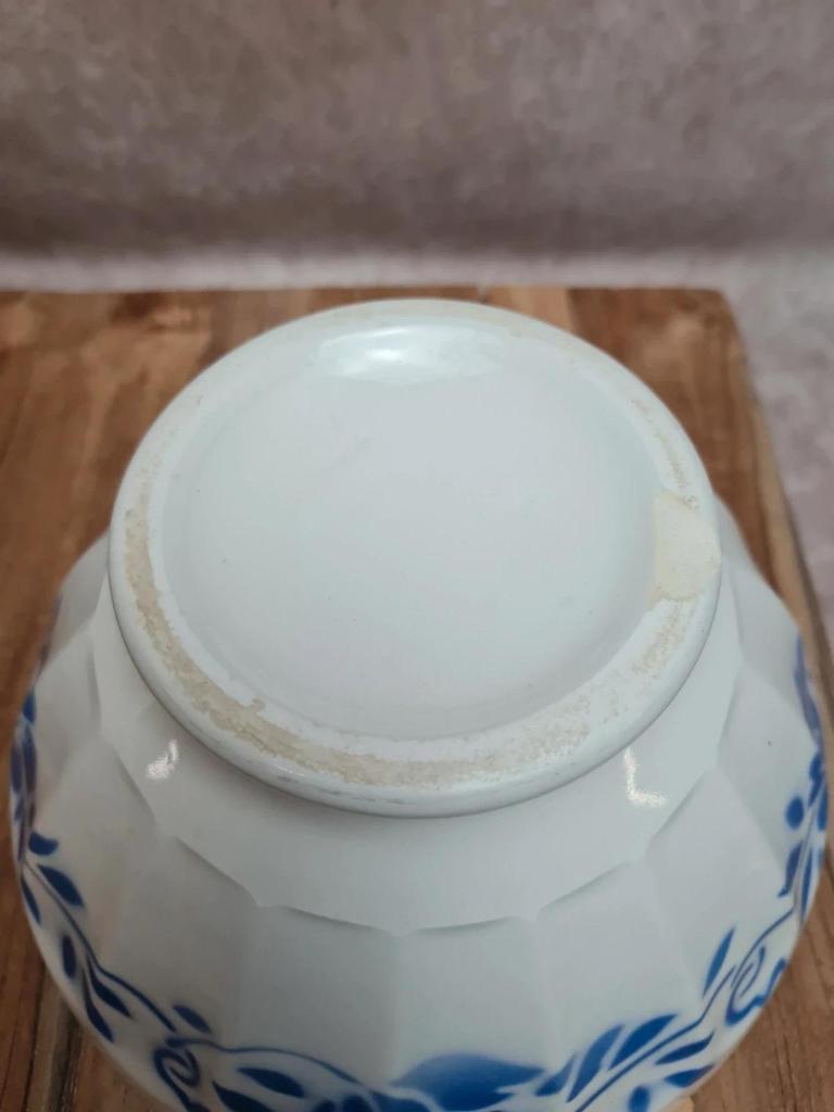 Paire de bols anciens Terre de fer décor floral bleu 💙