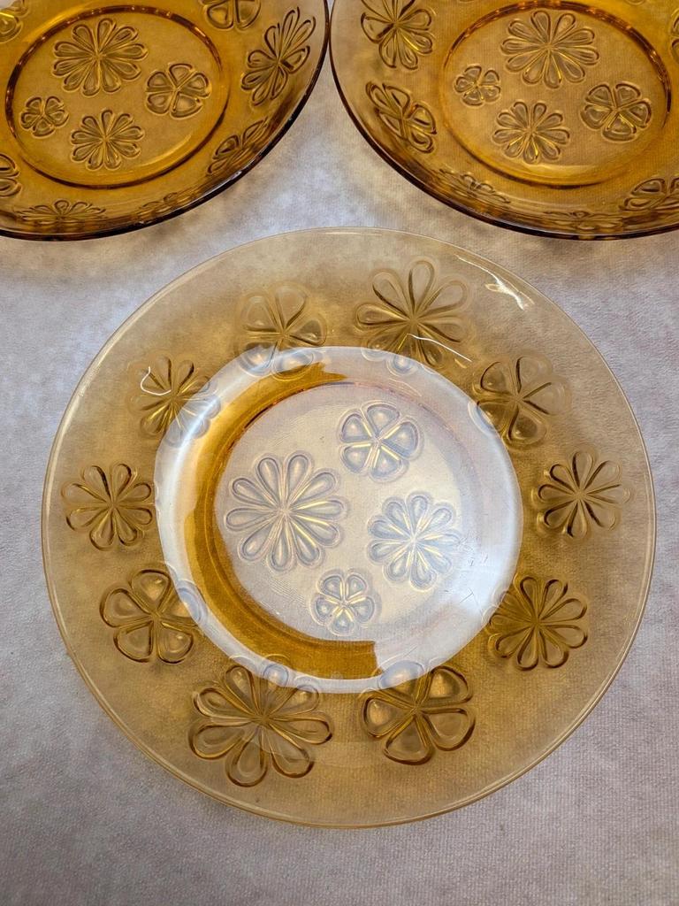 Lot de 5 assiettes creuses vintage Vereco ambre