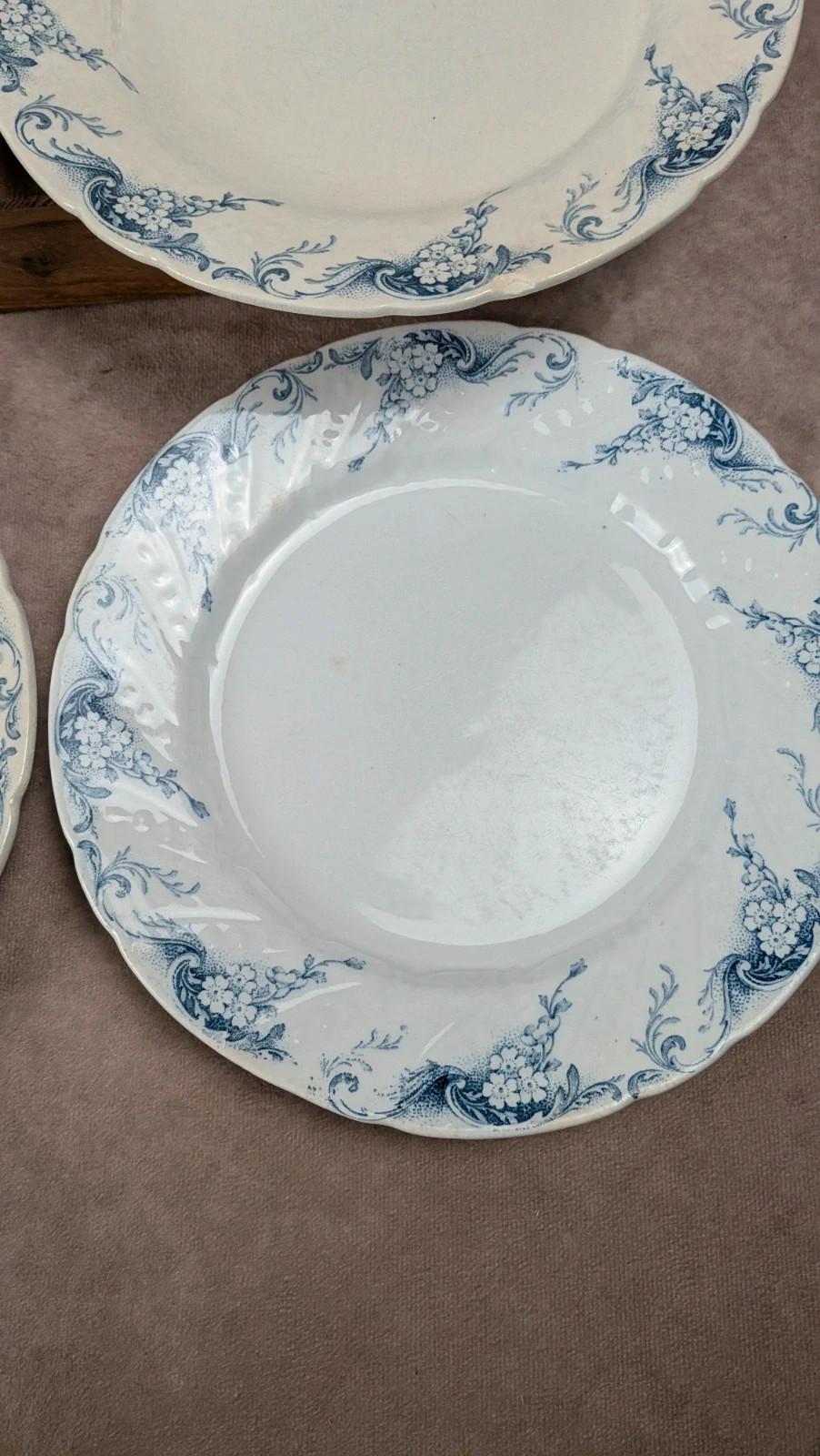 Lot de 6 assiettes plates anciennes Kg Lunéville – modèle Angèle