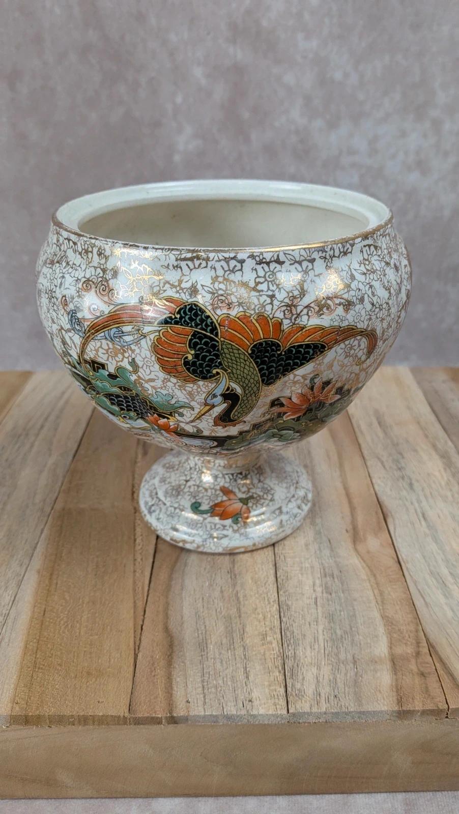 Pot ancien Phoenix Ware England décor oiseaux japonais