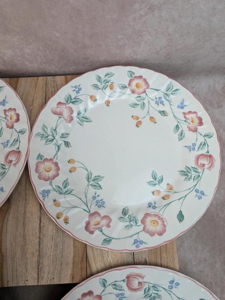 Lot de 5 assiettes plates Churchill Briar Rose – Faïence anglaise vintage