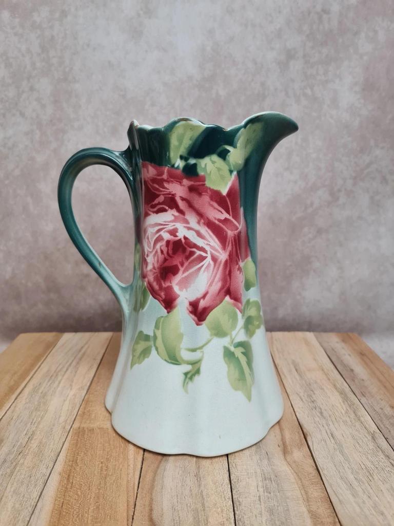 Pichet ancien terre de fer K&g Lunéville “les Roses” décor floral 🌹