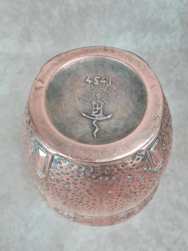 Cache - pot ancien Art Nouveau Gustave De Bruyn Fives - lille 🪴 cuivre galvanoplastie
