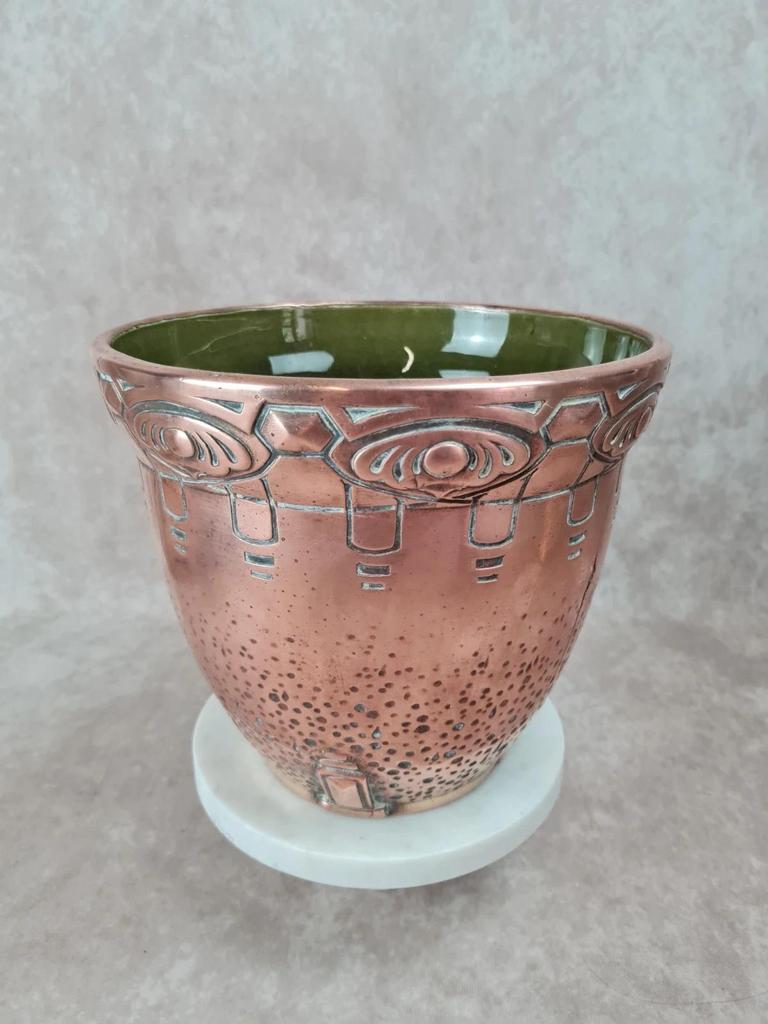 Cache - pot ancien Art Nouveau Gustave De Bruyn Fives - lille 🪴 cuivre galvanoplastie