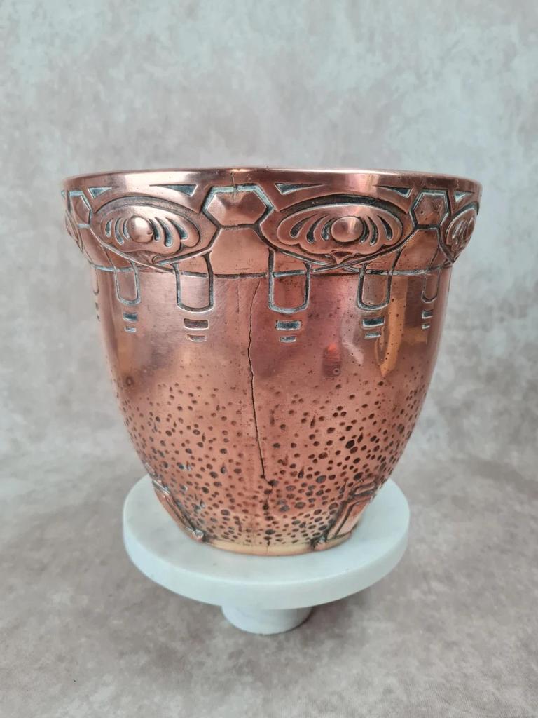 Cache - pot ancien Art Nouveau Gustave De Bruyn Fives - lille 🪴 cuivre galvanoplastie