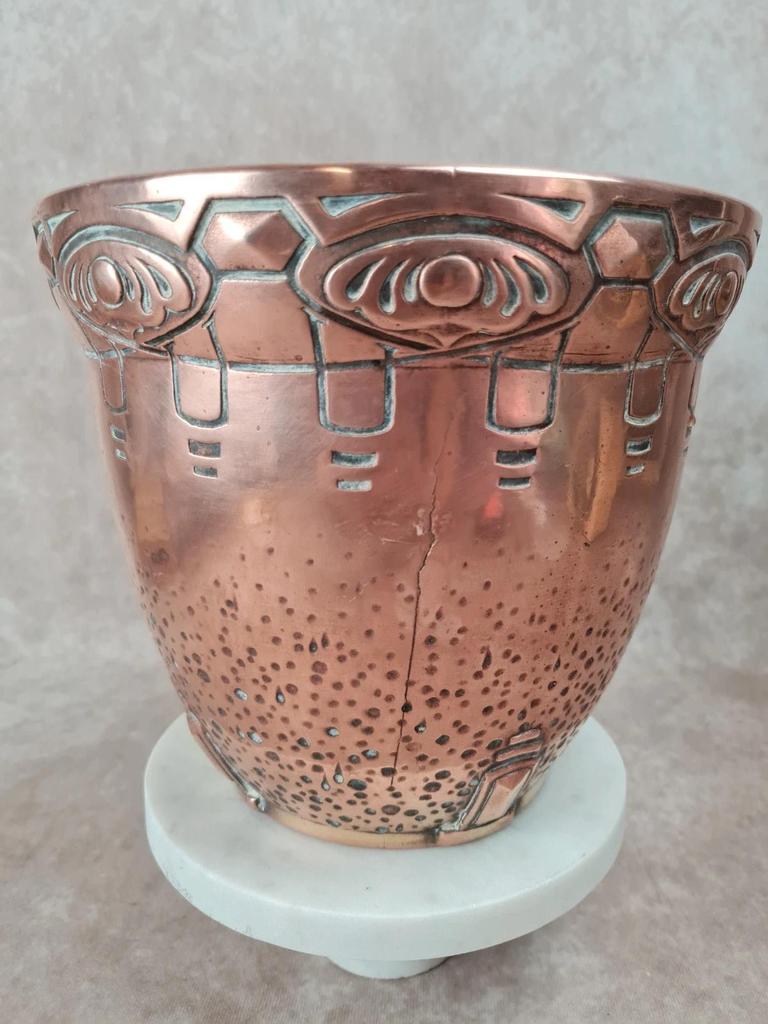 Cache - pot ancien Art Nouveau Gustave De Bruyn Fives - lille 🪴 cuivre galvanoplastie