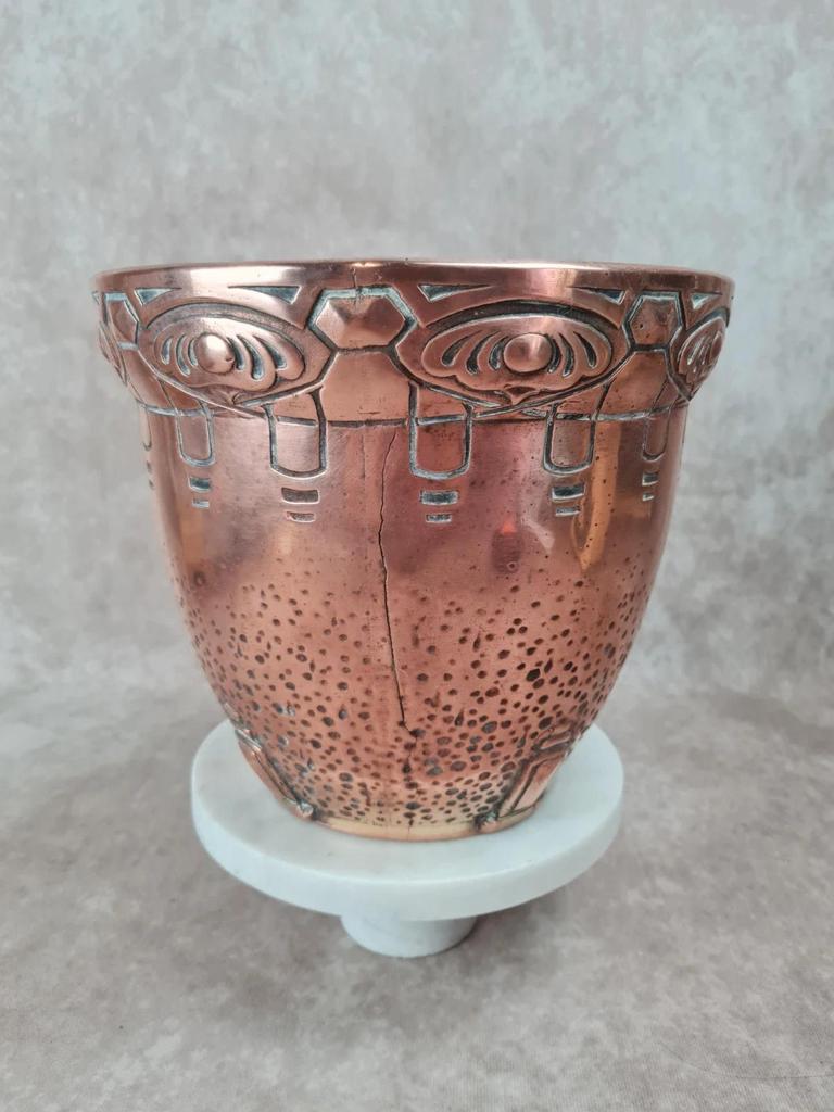 Cache - pot ancien Art Nouveau Gustave De Bruyn Fives - lille 🪴 cuivre galvanoplastie