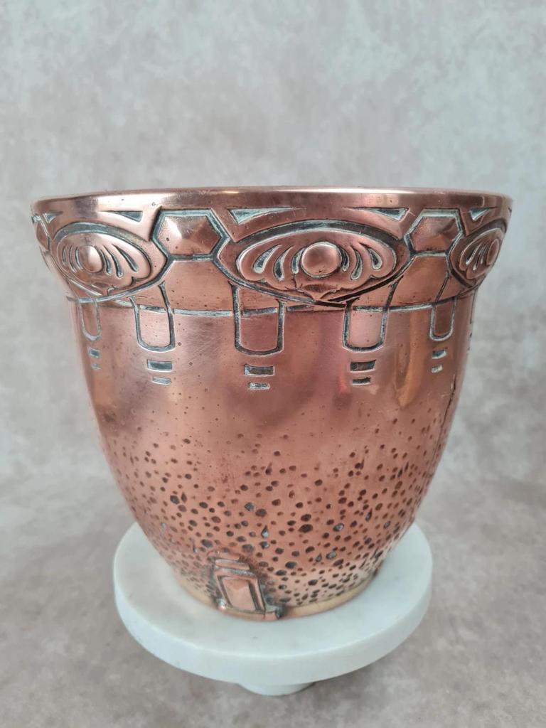 Cache - pot ancien Art Nouveau Gustave De Bruyn Fives - lille 🪴 cuivre galvanoplastie