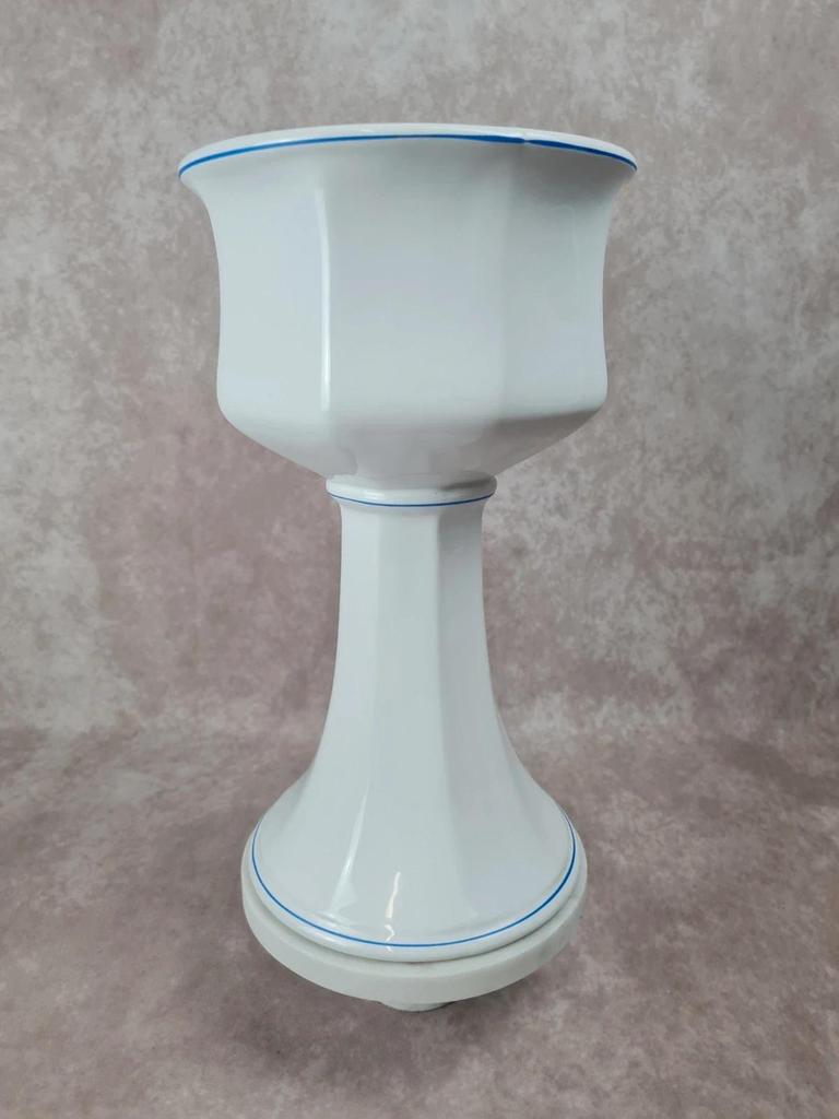 Cache - pot sur pied en porcelaine fleurie 🌿 Vintage années 70