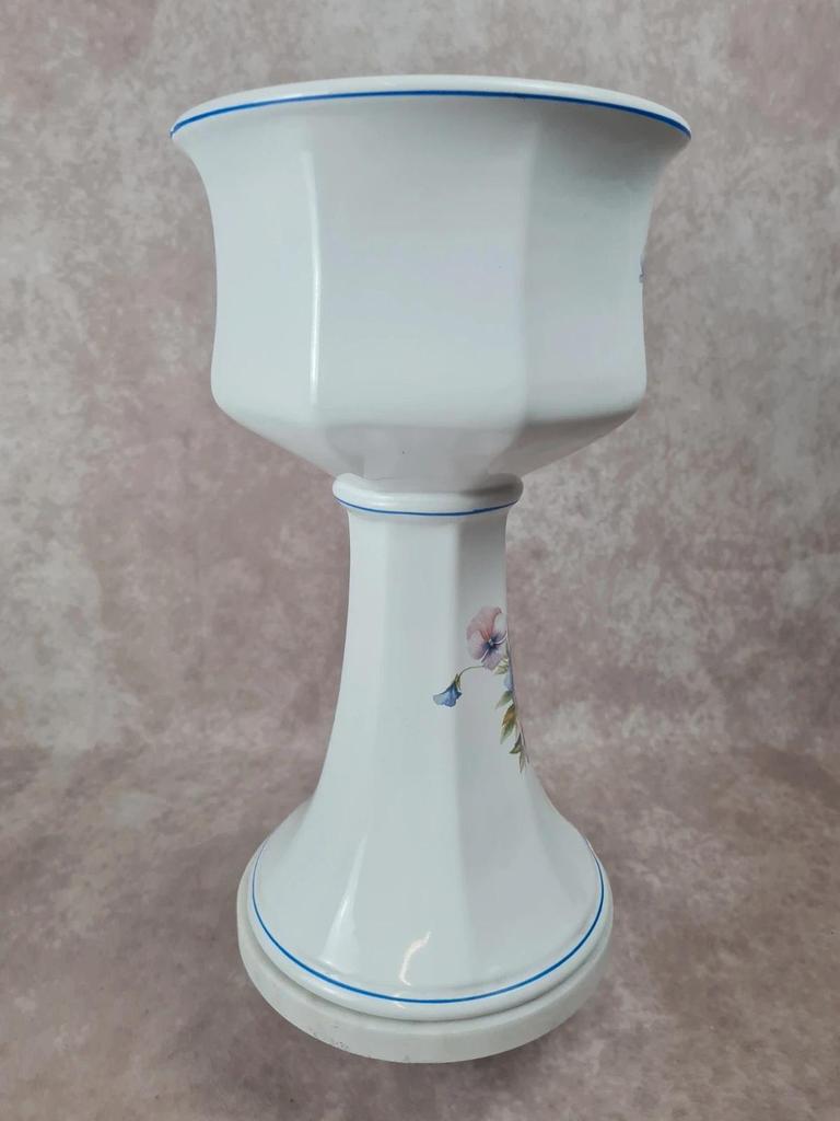 Cache - pot sur pied en porcelaine fleurie 🌿 Vintage années 70