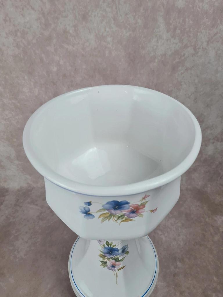 Cache - pot sur pied en porcelaine fleurie 🌿 Vintage années 70