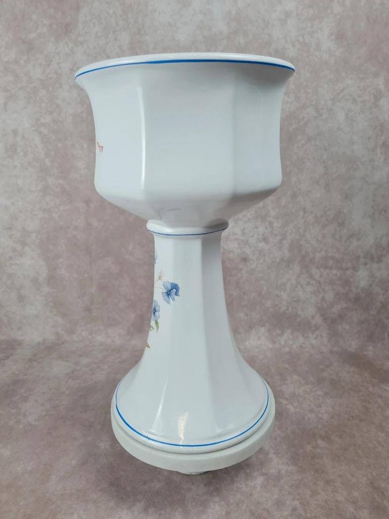 Cache - pot sur pied en porcelaine fleurie 🌿 Vintage années 70