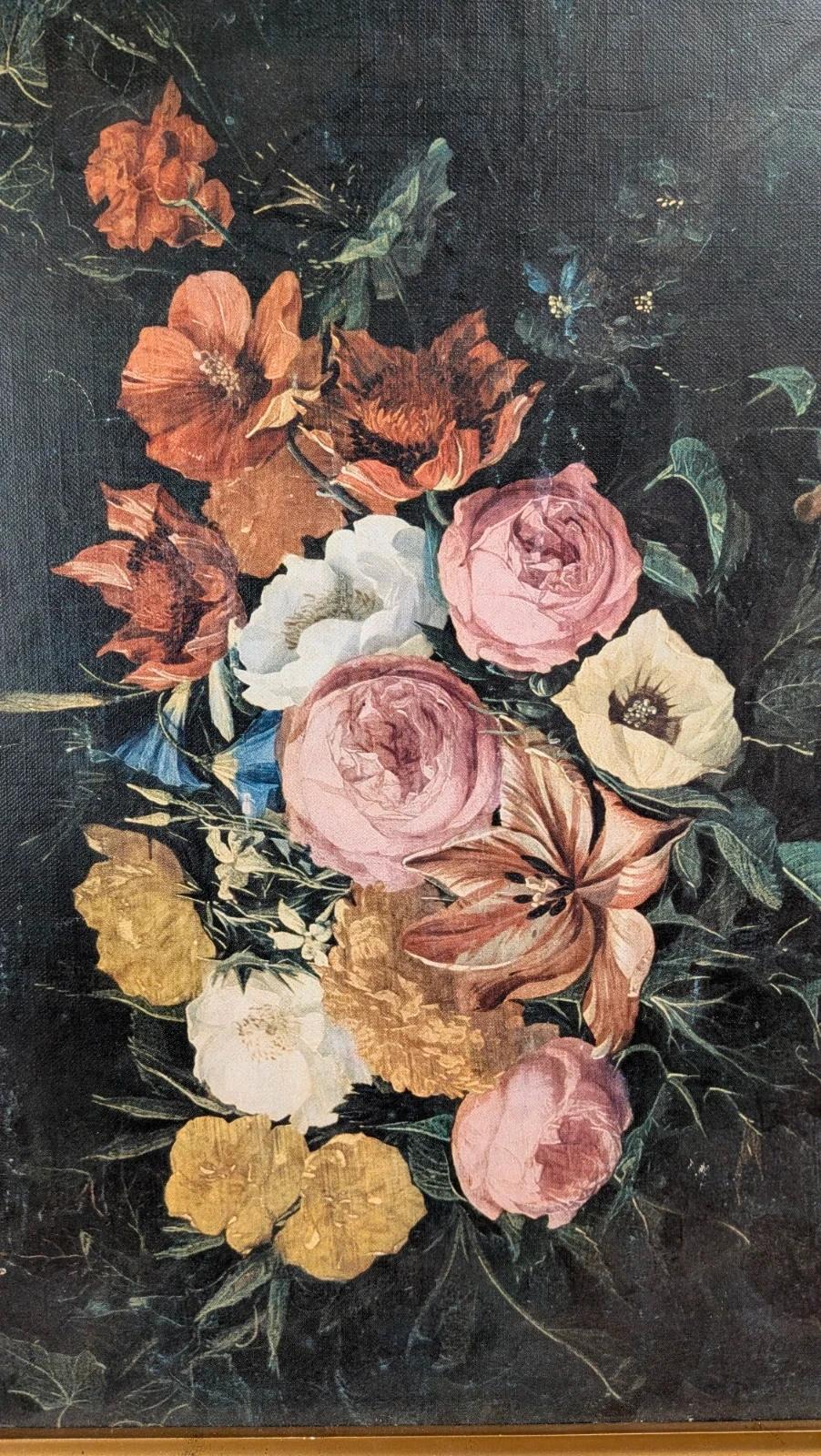 Cadre doré vintage & impression florale sur toile