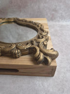 Miroir ancien doré en stuc – style Louis Xv rocaille – 42 cm